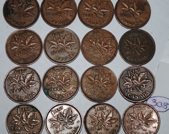 Canada 1 Roll of Mixed George VI cents 1937-1952 50 mixed coins