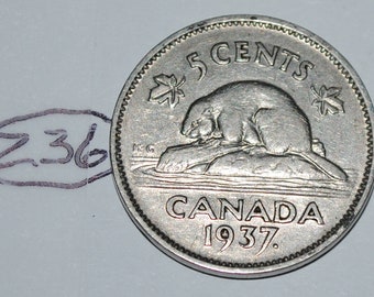 Canada 1937 5 Cents George VI Canadian Nickel Lot #Z36