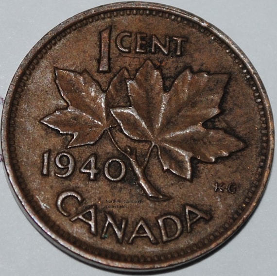カナダ 1940 1セント銅貨 1カナダペニー - Etsy 日本
