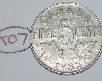 Canada 1932 5 Cents George V Canadian Nickel Lot #K07