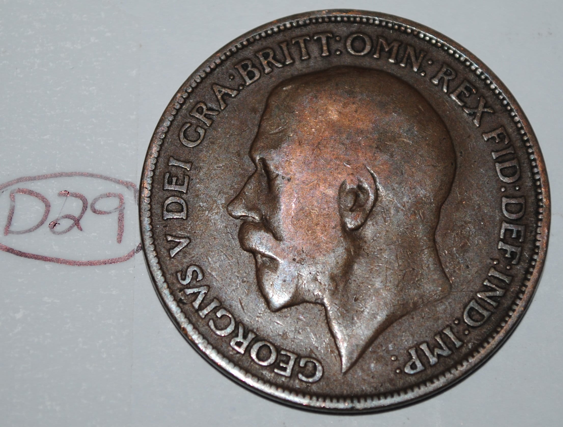 1915 年 イギリス 1 ペニー ジョージ 5 世 英国コイン KM# 810