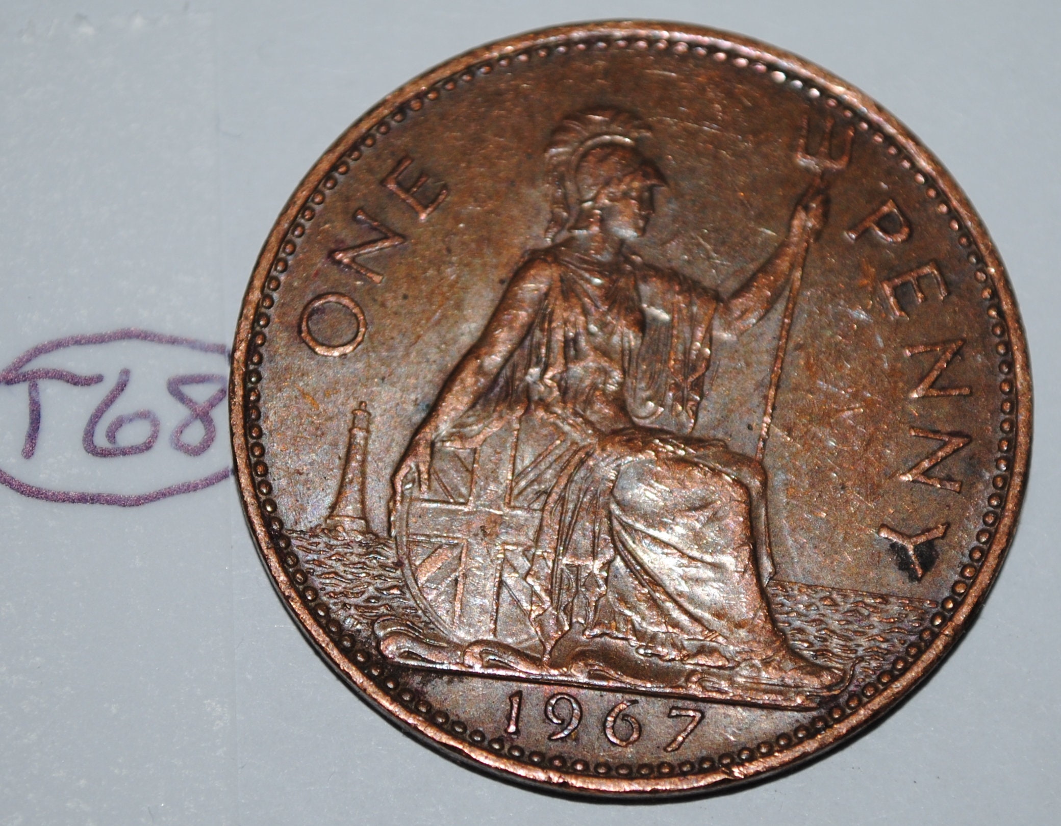 1967 年 イギリス 1 ペニー エリザベス 2 世 英国コイン KM# 897