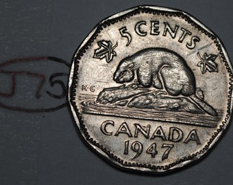 Canada 1947 5 Cents George VI Canadian Nickel Lot #J75