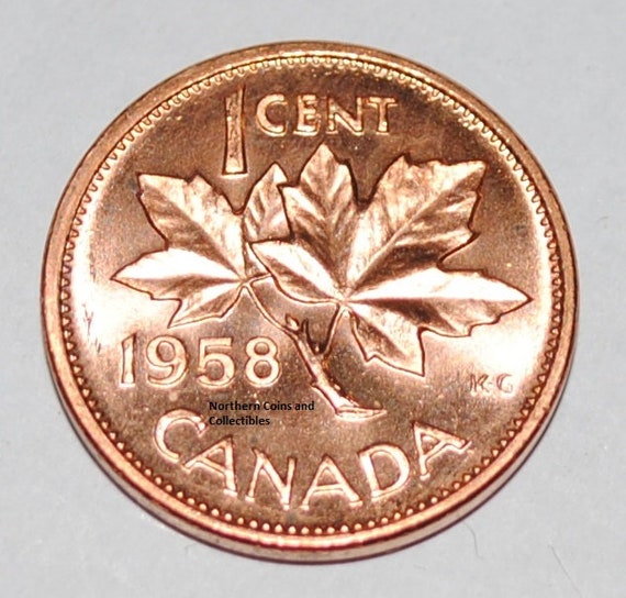 1958 CANADA 1 Cent Uncirculated Copper Penny UNC