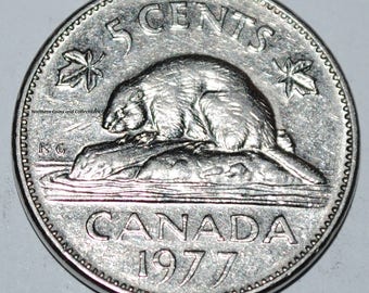 Canada 1977 L7 5 Cents Elizabeth II Canadian Nickel Five Cent Low Seven