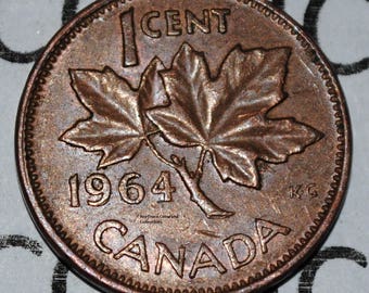 コレクターズアイテム 1964年カナダ 1セント銅貨、1カナダペニー貨