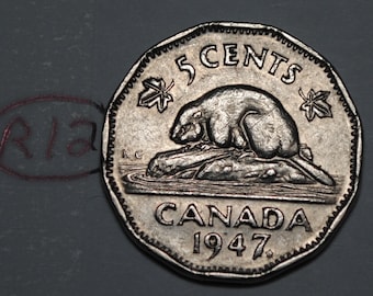 Canada 1947 ML 5 Cents George VI Canadian Nickel Maple Leaf Lot #R12