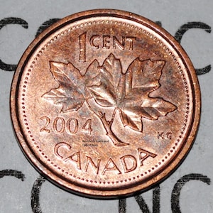 Canada 2004 1 Cent Zinc One Canadian Penny Coin Non Magnetic