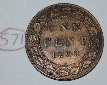 Canada 1909 1 Large cent Canadian one Edward VII Penny coin Lot #571