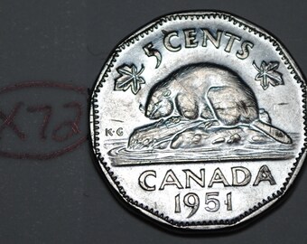 Canada 1951 5 Cents George VI Canadian Nickel Lot #X72