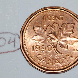 Canada 1990 1 Cent Copper Coin One Canadian Penny Lot #G04