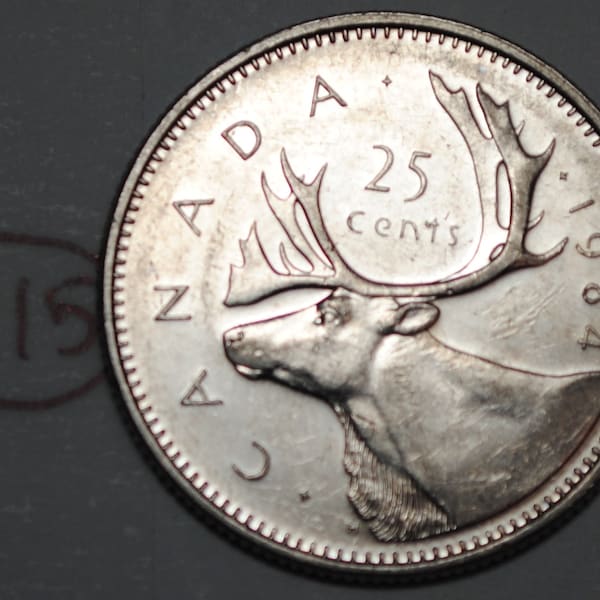 Canada 1984 25 cents Canadian Caribou Quarter Coin Lot #E15