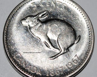 Canada 1967 5 Cents Elizabeth II Canadian Nickel Five Cent