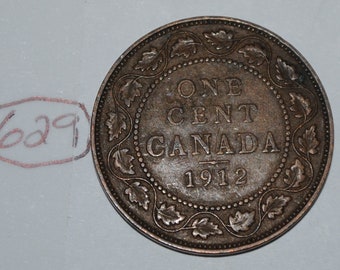 Canada 1912 1 Large cent Canadian one George V Penny coin Lot #629