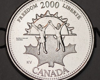 2000 Freedom 2-coins Canada 25 cent  UNC from roll 