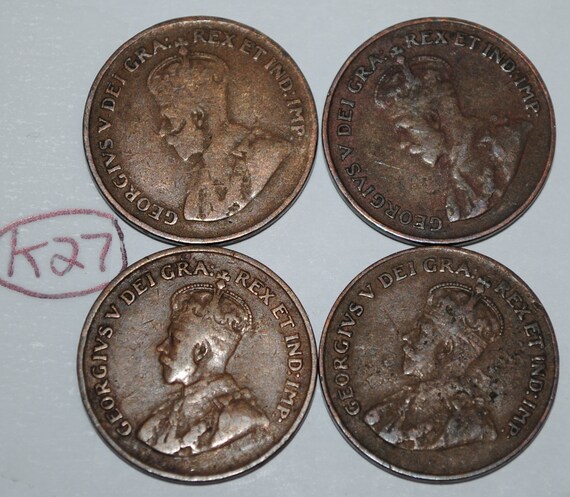 Canada 1920 X 4 1 Cent Copper Coin One Canadian George V