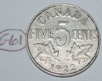 Canada 1922 5 Cents George V Canadian Nickel Lot #G61