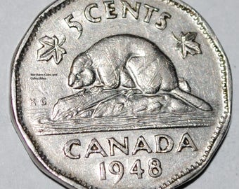 Canada 1948 5 Cents George VI Canadian Nickel