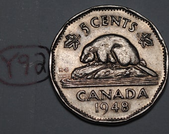 Canada 1948 5 Cents George VI Canadian Nickel Key Date Low Mintage Lot #Y92