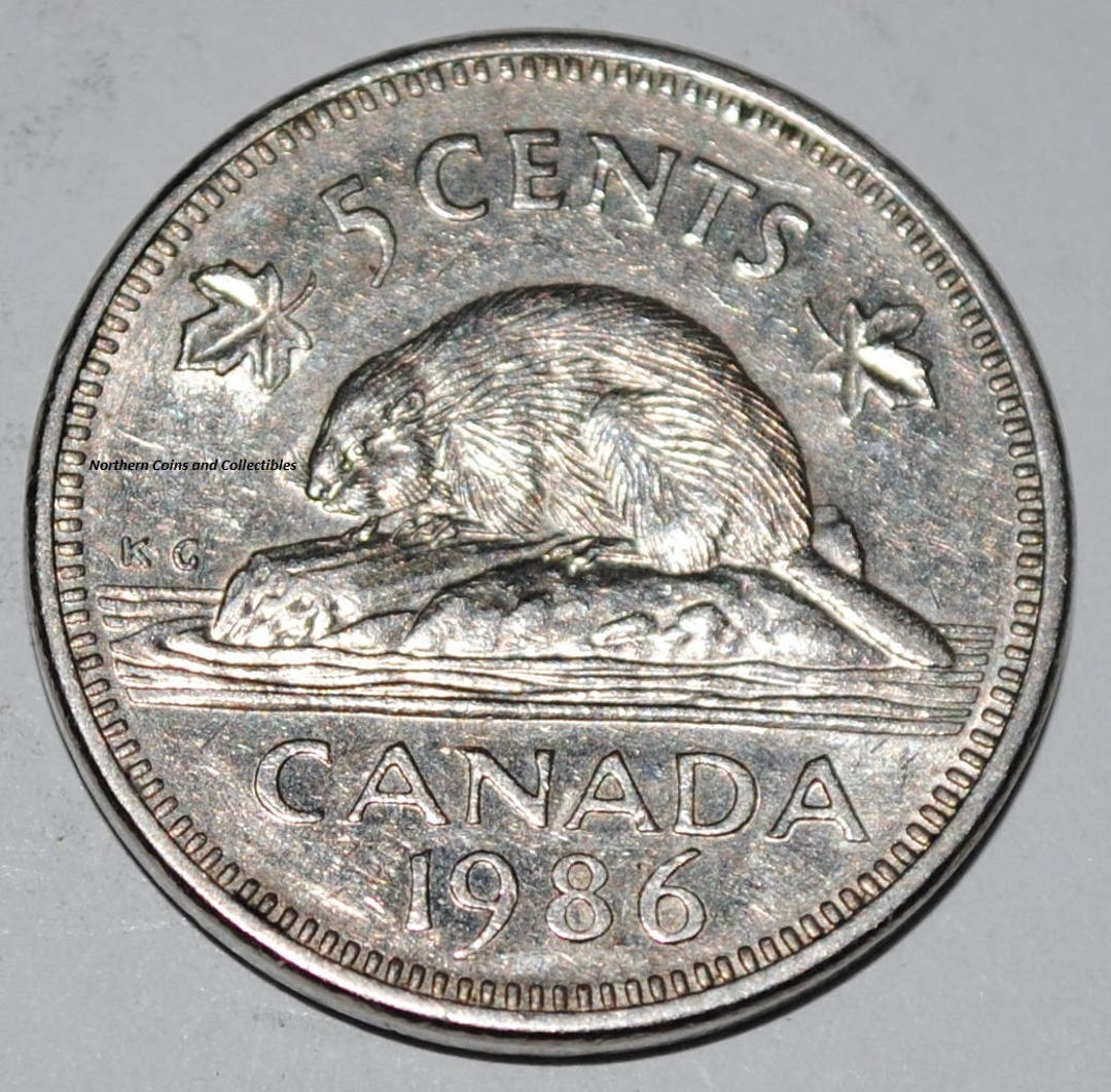 Canada 1986 5 Cents Elizabeth II Canadian Nickel Five Cent - Etsy