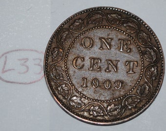 Canada 1909 1 Large cent Canadian one Edward VII Penny coin Lot #L33