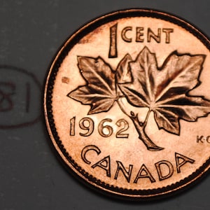 1962 Double Date 1 Cent Canada Copper Unc Canadian Error/Variety Coin Lot #F81
