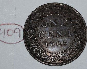 Canada 1905 1 Large cent Canadian one Edward VII Penny coin Lot #409