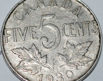 Canada 1930 5 Cents George V Canadian Nickel