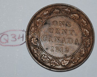 Canada 1912 1 grote cent Canadese George V Penny-munt Lot #Q34