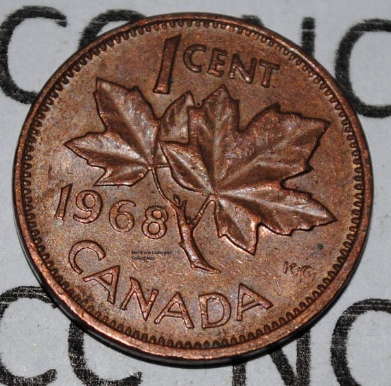Canada 1968 1 Cent Copper Coin One Canadian Penny Etsy