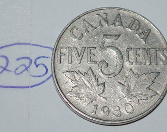 Canada 1930 5 Cents George V Canadian Nickel Lot #225