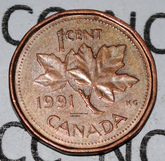 カナダ 1991 1セント銅貨 1カナダペニー - Etsy 日本