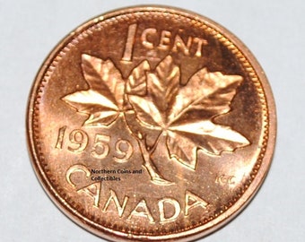 1959 1 Cent Canada Copper Nice Uncirculated Canadian Penny BU