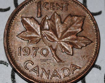 Canada 1970 1 Cent Copper Coin One Canadian Penny