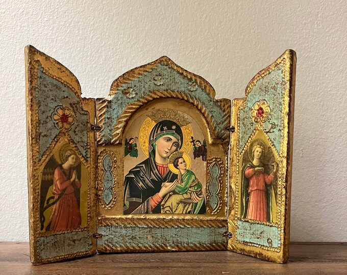 Vintage Triptych | Small 3 Side Panel Icon | Christian Art | Religious ...