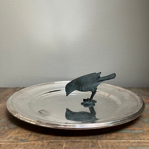 Vintage Silver Tray | High Silver Content Round Tray | Eugenio Stancampiano Silver Tray Made in Italy | Silver Drinks Tray | Dresser Tray