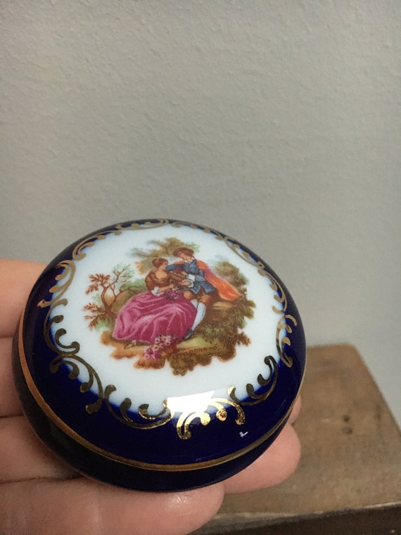 Vintage Limoges Trinket Box | Round Limoges Porcel