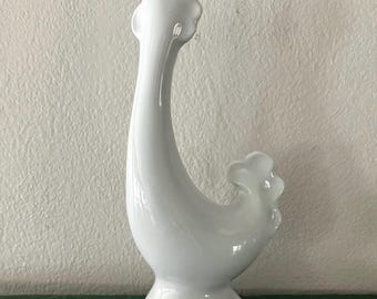 Vintage White Rooster Figurine: Naaman Porcelain, Israel