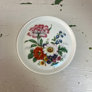 Vintage French Limoges Porcelain Plate | Decorative French Limoges Ring Dish or Floral Wall Plate | French Porcelain with Botanical Motif