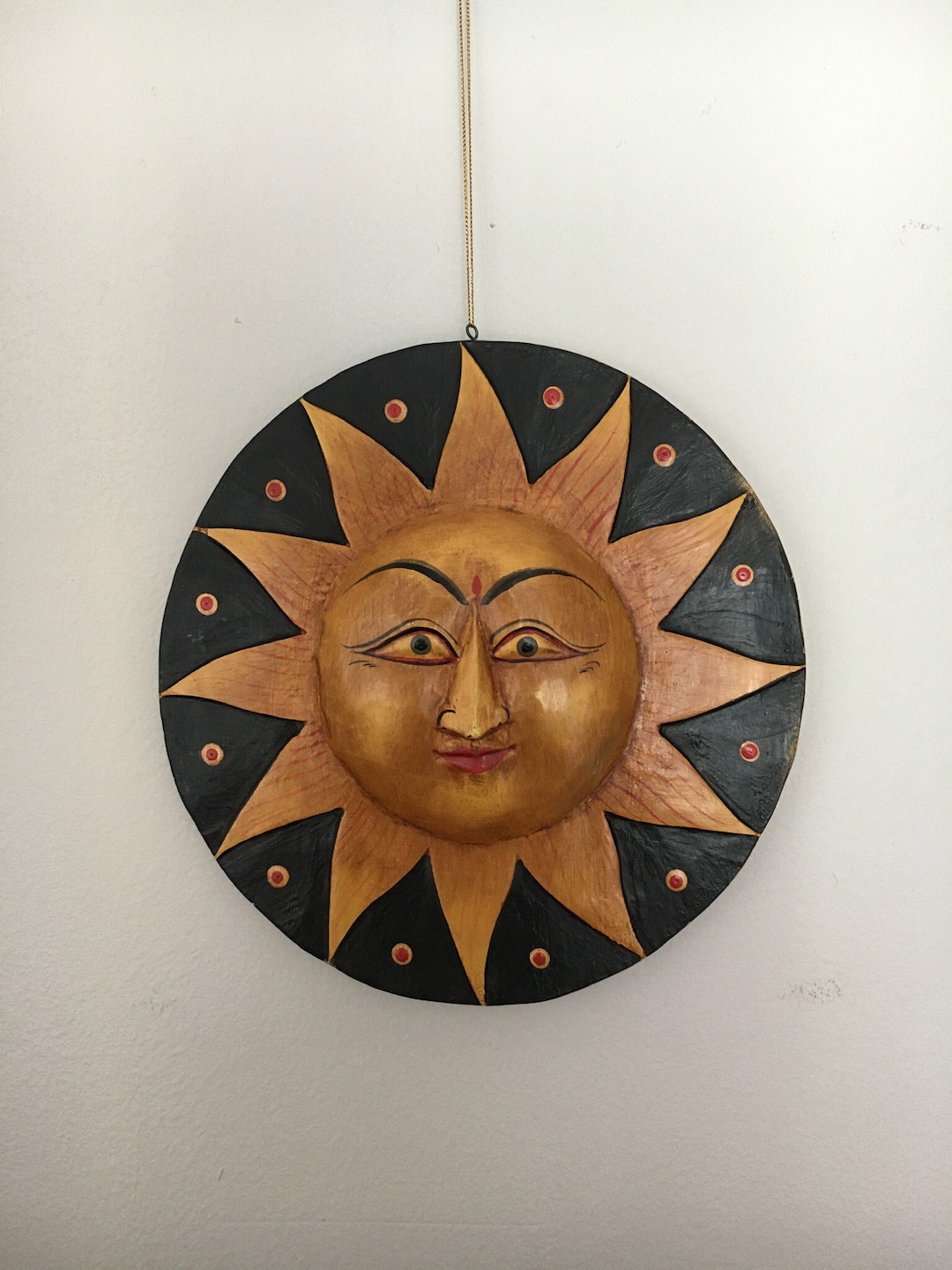 Sun Moon Face Ornament Bold Colors Sun Face Wall Art Sun - Etsy