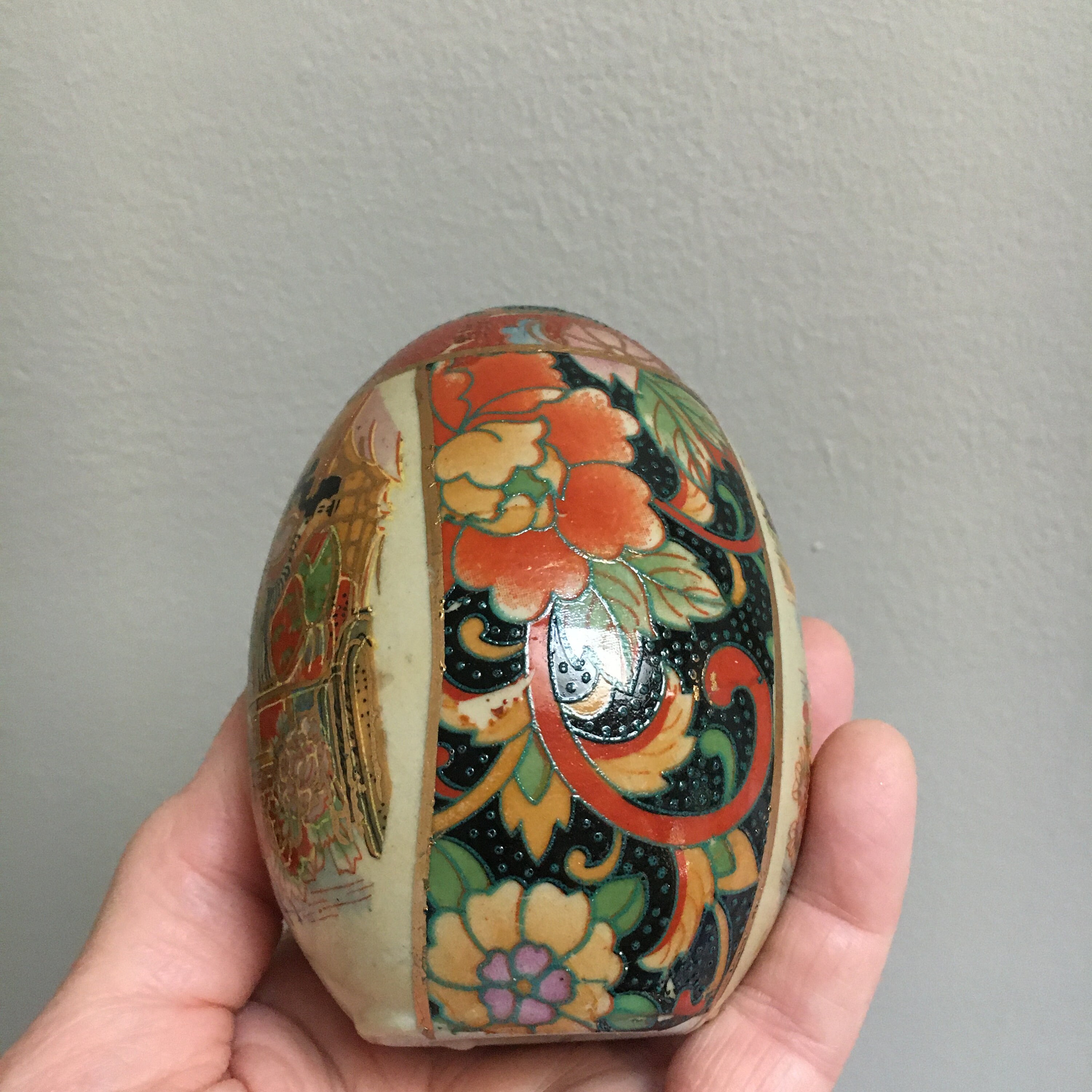 Painted Chinoiserie Porcelain Egg Decorative Chinese Egg Etsy