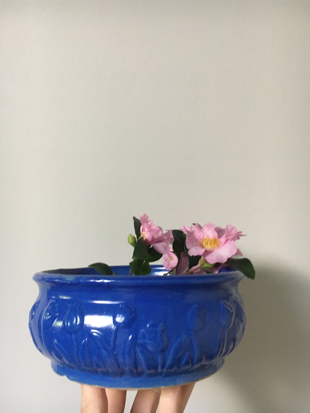 Vintage Cobalt Blue Pottery Bowl Shallow Blue Bowl Perfect - Etsy