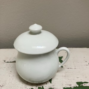 Vintage French Porcelain | French Pullivuyt | French Apilco | Pots Dec Crème | White Porcelain Sugar Bowl Made in France | All White Kitchen