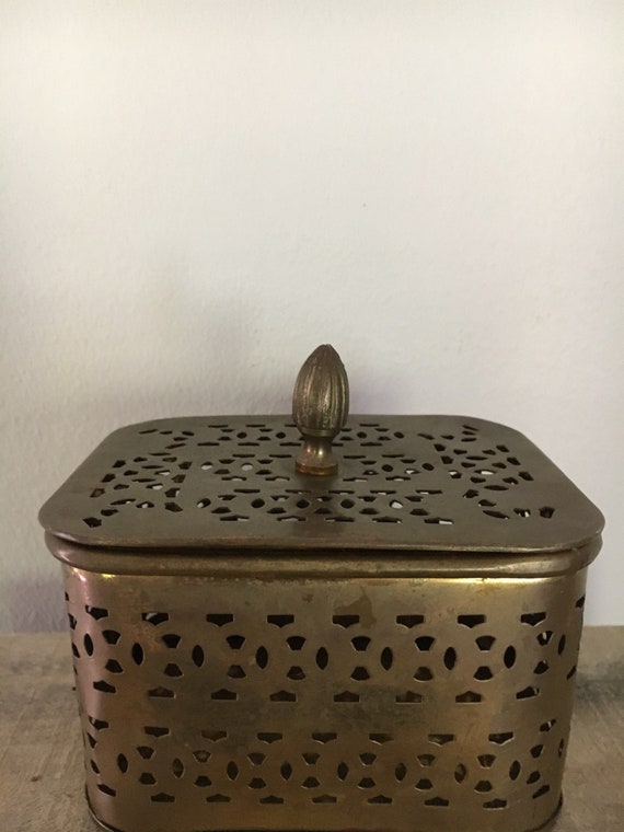Vintage Brass Box With Lid Brass Box With Pineapple Finial Etsy