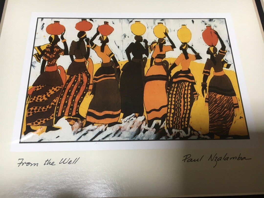 Vintage Framed African Art Paul Nzalamba Framed Art Print Etsy