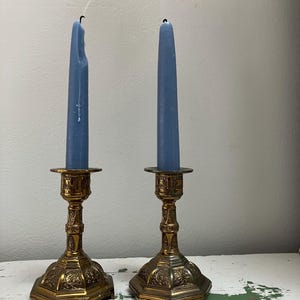 Vintage Brass Ornate Taper Candle Holders - Matching Pair