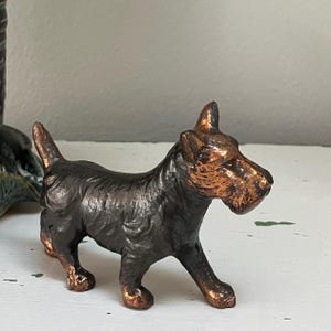 Vintage Bronze Scottie Dog | Small Terrier Figurine | Heavy Bronze Terrier Dog for Shelf | Gift for Dog Lover