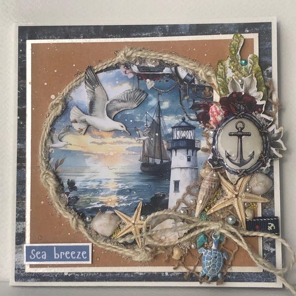 Handgemachte 3D-Leuchtturm Karte, Segelschiff, Meeresbrise