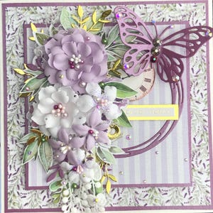 Alles Gute zum Geburtstag Grußkarte, Handgefertigte Luxus Karte, Lavendel Karte, Karte für alle Gelegenheiten, Shabby Chic Karte