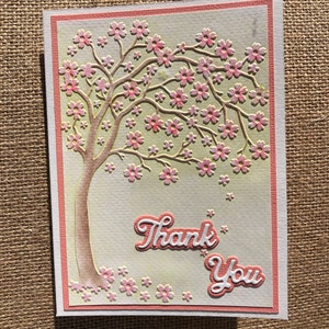 Cherry Blossom Thank You cards, Set of 4  cards, Handmade cards